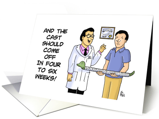 Blank Note Card with a Cartoon of Man in a Vet's Office... (1496044)