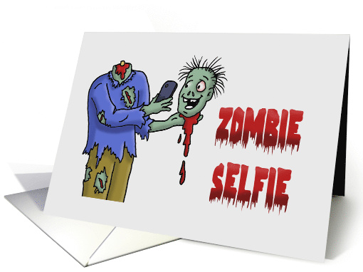 National Selfie Day Card with a Cartoon Zombie Taking a Selfie card
