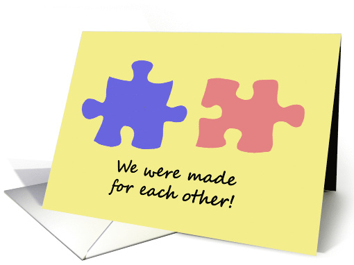 Love & Romance Card with Two Puzzle Pieces That Fit Together card