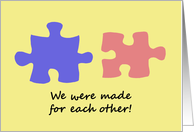 Love & Romance Card with Two Puzzle Pieces That Fit Together card