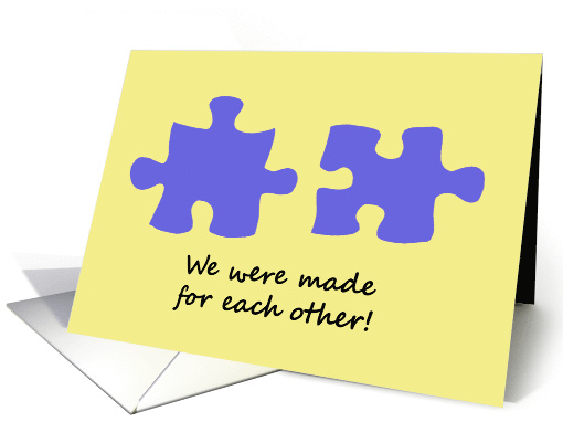 Gay Love & Romance Card with Two Puzzle Pieces That Fit Together card