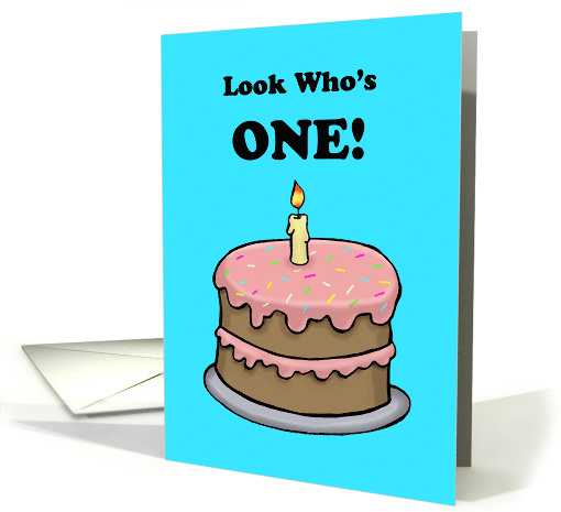 Child's First Birthday Card With A Cake With One Candle card (1497256)