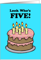 Child’s Fifth Birthday Card With A Cake With Five Candles card