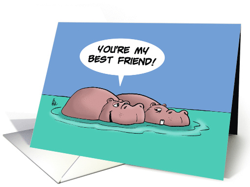 Hi/Hello Card With Hippo Saying You're My Best Friend card (1498104)