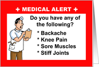 Getting Older Birthday Card With Cartoon Doctor Medical Alert card