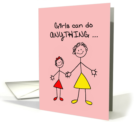 International Day Of The Girl Child Card With Child-like drawing card