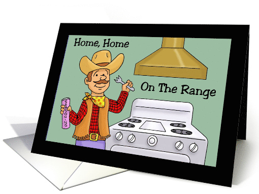 Humorous Hi Hello Card With A Cowboy In The Kitchen card (1501234)