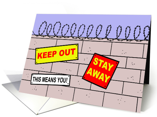 Get Well Card With A Wall, Barbed Wire and Signs card (1501340)