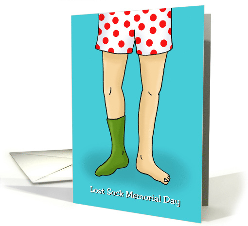 Lost Sock Memorial Day Card With A Cartoon Man With One Sock card