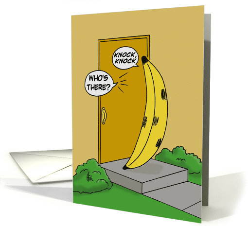 National Knock Knock Joke Day Card With A Banana At The Door card
