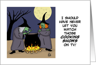 Halloween Card With Two Witches at a Cauldron card