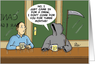 Blank Note Card With Cartoon Of Grim Reaper At A Bar card