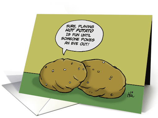 Blank Note Card With Cartoon Of Two Potatoes About Hot... (1501948)