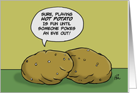 Blank Note Card With Cartoon Of Two Potatoes About Hot Potato Game card