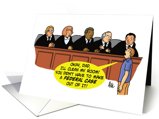 Blank Note Card With Kid Facing A Panel Of Judges card (1502060)