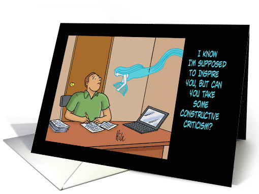 Blank Note Card With Muse Offering A Writer Constructive... (1502220)