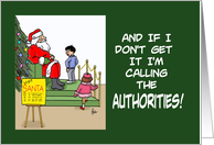 Blank Note Card With Cartoon Of Kid After He Sat On Santa’s Lap card