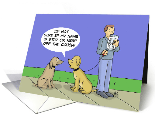 Blank Note Card With Cartoon Of Two Dogs Talking card (1502378)