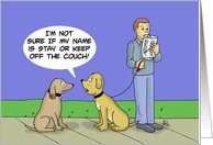 Blank Note Card With Cartoon Of Two Dogs Talking card