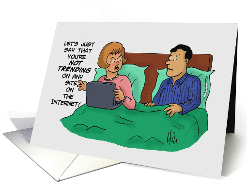 Social Media Day Card With Cartoon Of Couple In Bed About... (1502396)