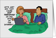 Social Media Day Card With Cartoon Of Couple In Bed About Internet card