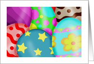 Easter Card With Several Colorful Decorated Eggs On The Front card