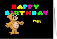 Custom Name Colorful Birthday Card With A Cartoon Bear card
