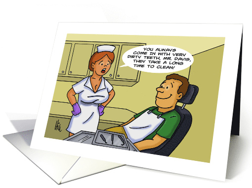 Thank You Card For A Dental Assistant With Cartoon About Cleaning card