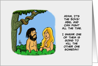 Humorous Blank Note Card With A Cartoon Of Adam And Eve card