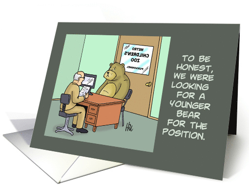 Humorous Retirement Card With A Cartoon Of A Bear Job Interview card