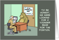 Humorous Retirement Card With A Cartoon Of A Bear Job Interview card