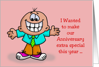 Humorous Anniversary Card With Character Extra Special This Year card