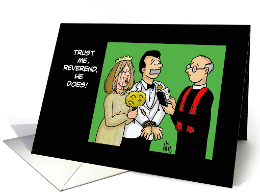 Humorous Blank Note Card With Groom Bound And Gagged card (1507164)