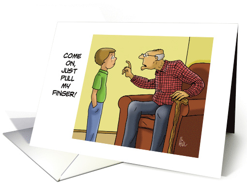 Humorous Blank Note Card: Pull My Finger card (1507206)