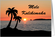 Christmas Card With Hawaiian Words Mele Kalikimaka on a Sunset card