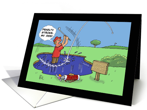 Birthday Card For A Golfer With Golfer Hitting Ball Out Of Water card
