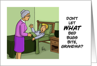 Grandparents Day Card With Boy Talking To Grandma About Bed Bugs card
