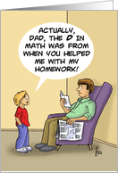 Humorous Father’s Day Card With Son Giving Report Card To Dad card