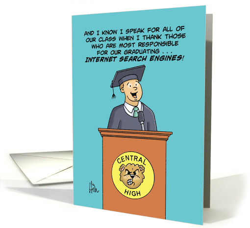 Humorous Graduation Card With Cartoon Of A Graduation Speech card