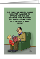 Humorous Business Card With Cartoon About Interest Rate card