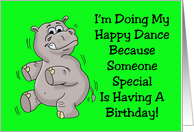 Birthday Card With Hippo Doing His Happy Dance card