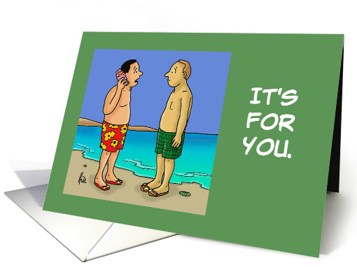 Hi, Hello Card Two Men On The Beach With Seashell card (1511562)