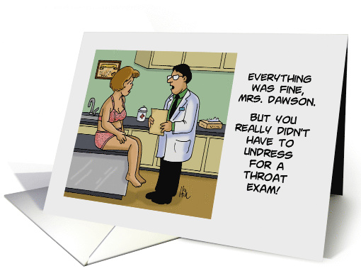Humorous Doctor's Day Card With A Doctor And Undressed Patient card