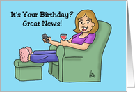 Birthday Card With A Cartoon Woman Sitting In A Chair card