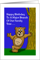 Birthday Card With A Cartoon Bear And Family Tree card