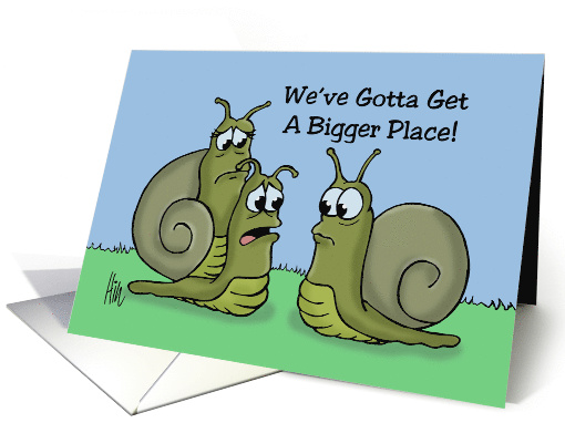 Blank Note Card With Cartoon Of Snails In The Same Shell card