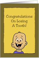 Congratulations On Losing Your Tooth Card With Cartoon Boy card