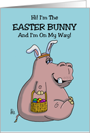 Humorous Easter Fools Day Card With Cartoon Hippo In Bunny Ears card
