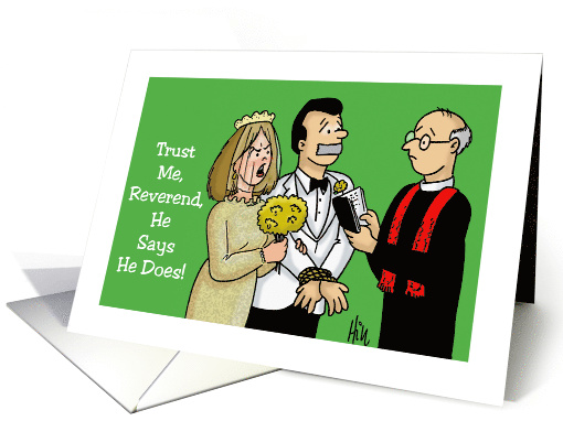 Humorous World Marriage Day Card With Cartoon Of Man Tied Up card