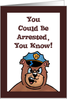 Cute 50th Birthday Card With A Cartoon Bear Policeman card